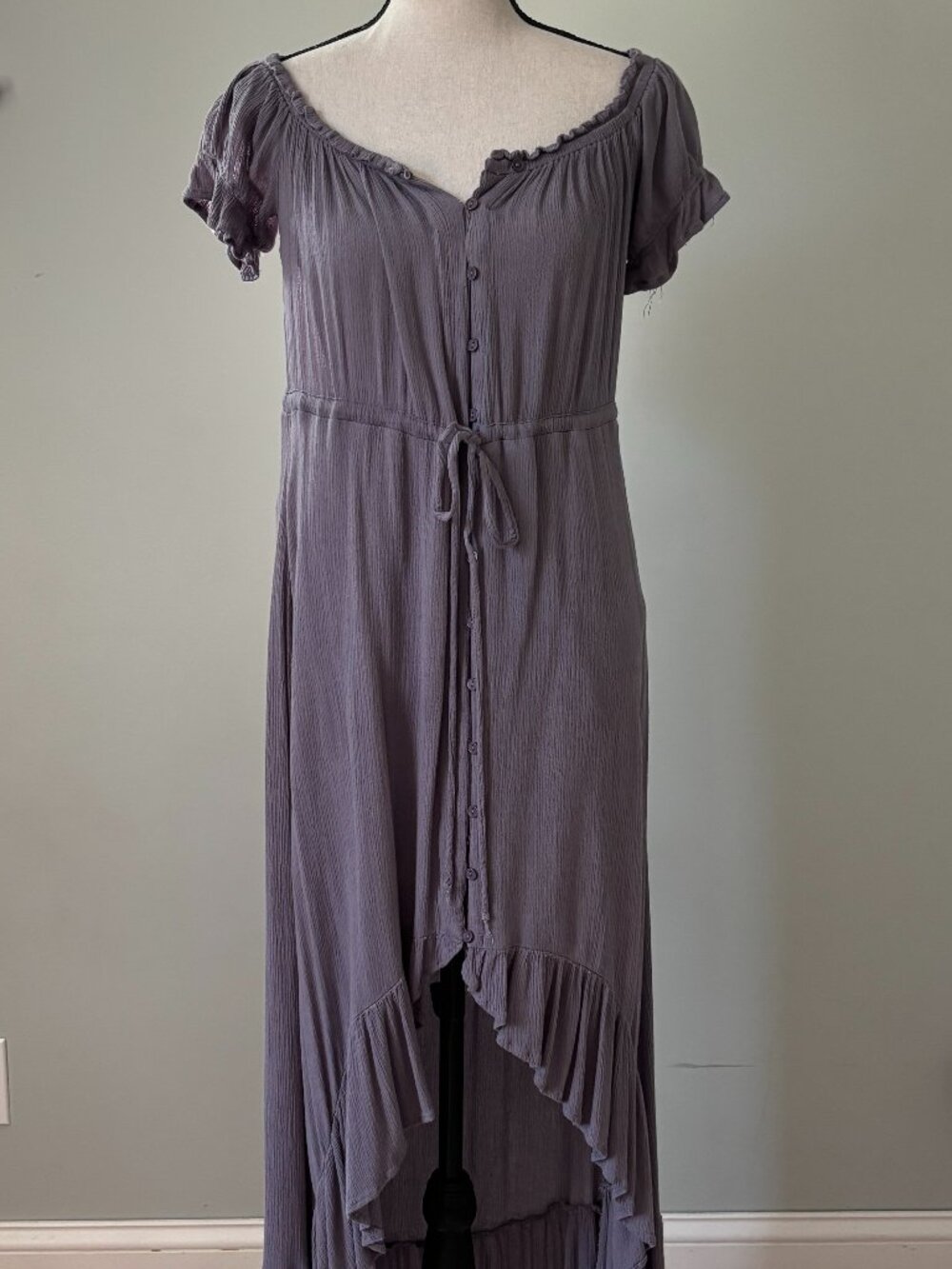 Entro Charcoal Gray High Low Maxi Dress Small Like New
